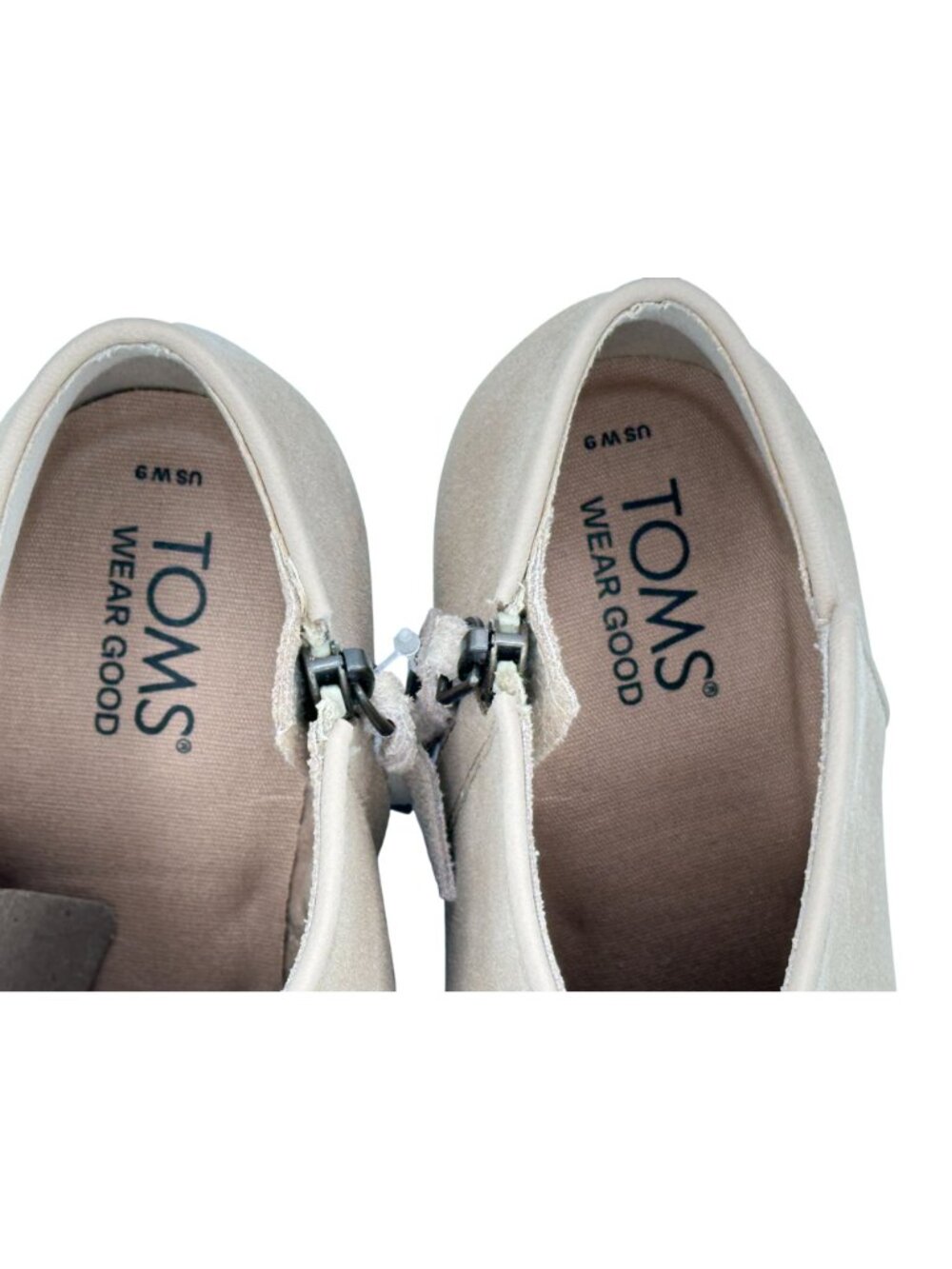 Toms Ankle Booties Size 9 Tan Suede Hadley Side Zip Stacked Heel Western Style - Picture 14 of 16